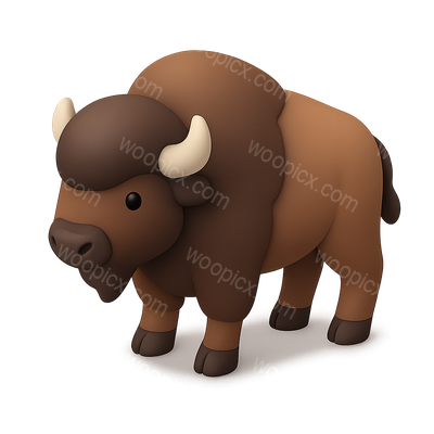 3D Bison Icon in Isometric View with Volumetric Feel