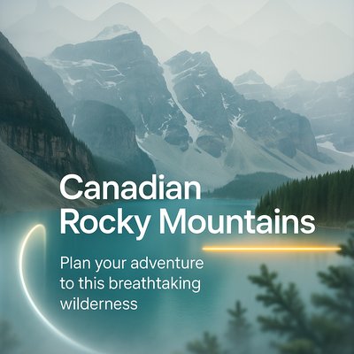 Scenic Landscape of the Canadian Rocky Mountains with Adventure Theme