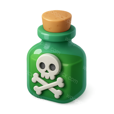 3D Poison Icon with Skull and Crossbones Design