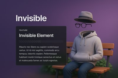 3D Web Design with Invisible Element and Feature Block