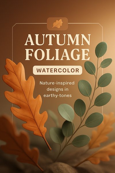 Beautiful Autumn Foliage Watercolor Design with Earthy Tones