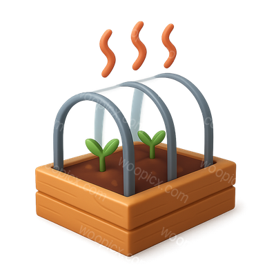 3D Icon of a Greenhouse with Seedlings