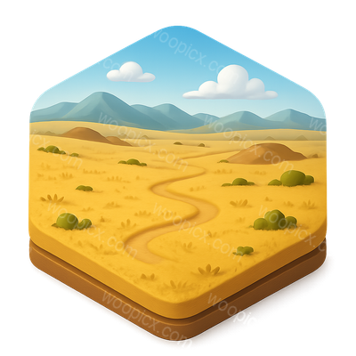 3D Isometric Steppe Landscape Icon Design