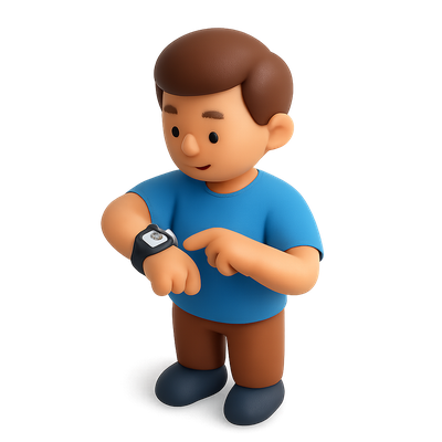 3D Icon of a Person Checking Time on a Watch