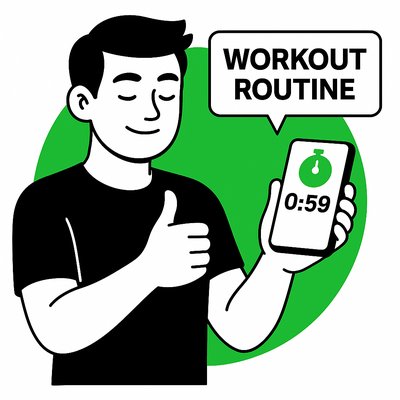 Illustration of a Man Using a Timer for Workout Routine