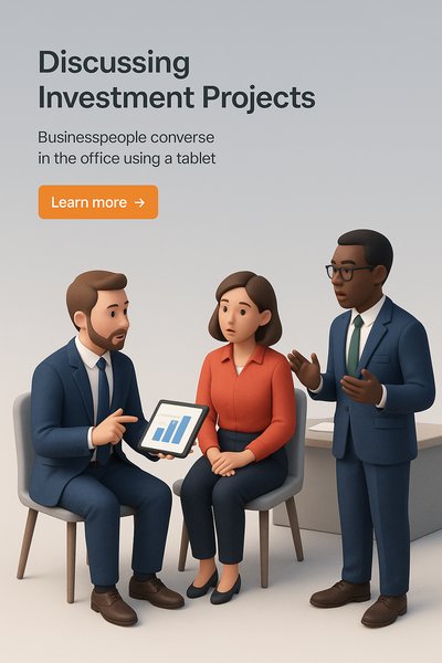 Business Discussion on Investment Strategies in a Modern Office
