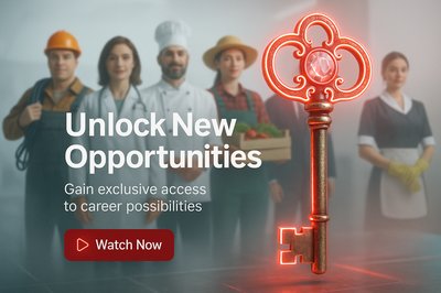 Promotional Graphic for Career Opportunities with Key Symbolism