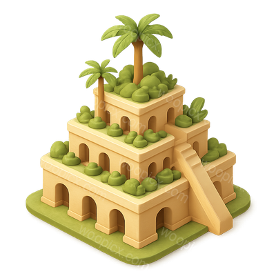 3D Icon of the Babylonian Hanging Gardens in Isometric View