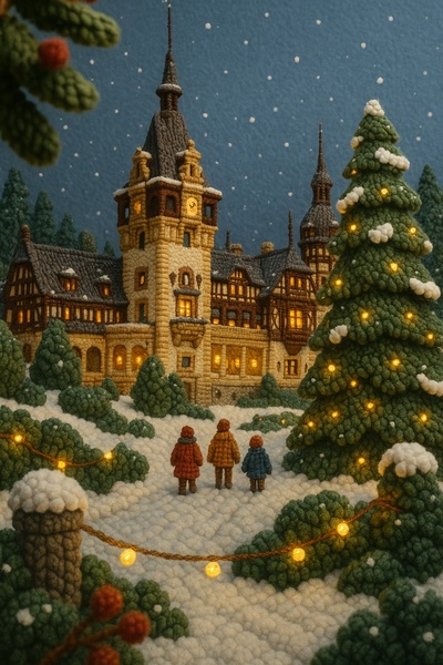 Peles Castle in Winter Magic - Cozy 3D Scene
