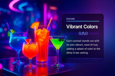 Vibrant Neon Cocktails in a Cyberpunk Bar Setting
