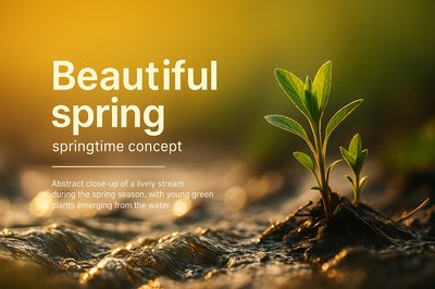 Vibrant Spring Stream with Fresh Green Plants