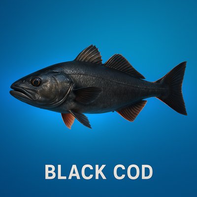 Realistic Depiction of Black Cod in Vibrant Colors