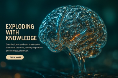 Hyperrealistic Concept Art of an Exploding Brain with Knowledge and Creativity