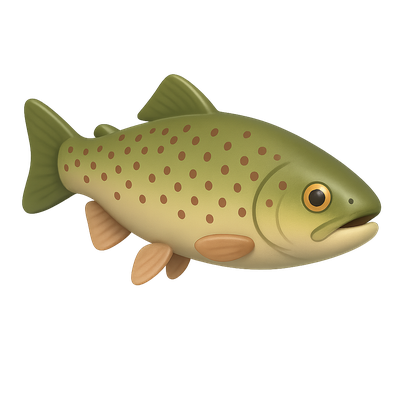 3D Icon of a Spotted Trout Fish in Isometric View