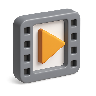 Stylish 3D Play Button Icon with Frames