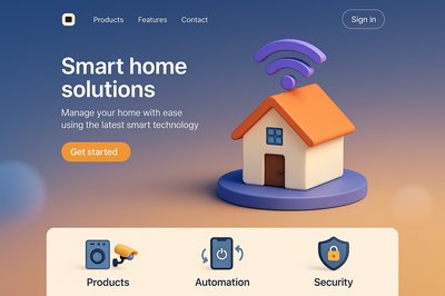 Three-Color Landing Page for Smart Home Solutions