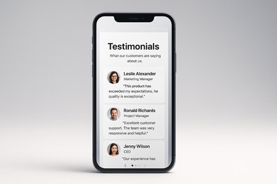 Modern Smartphone Mockup Featuring Customer Testimonials