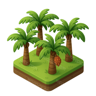 Stylized 3D Oil Palm Plantation Icon for Illustrations