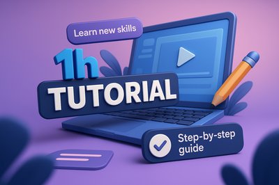Colorful 1-hour tutorial graphic for skill learning