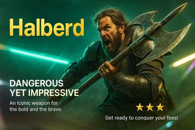 Dynamic Neon Halberd Design for Bold Advertising