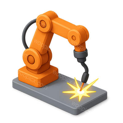 3D Robotic Arm Icon with Welding Effect
