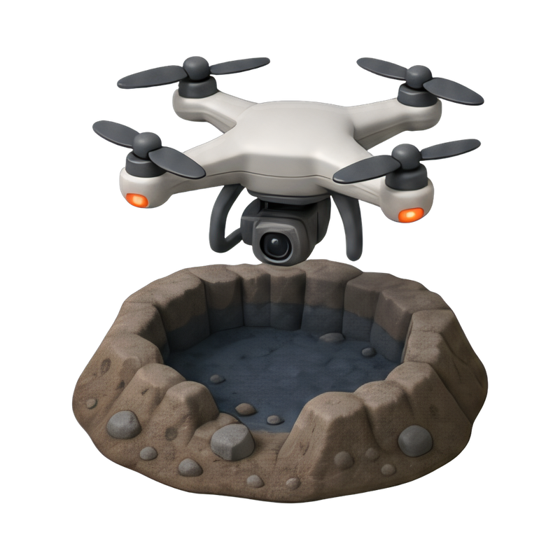 drone view of volcanic crater