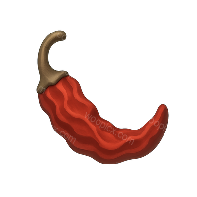 Stylized 3D Cayenne Pepper Icon in Isometric View