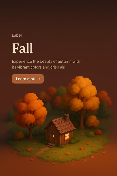 Vibrant Autumn Scene in 3D with Cozy Cabin