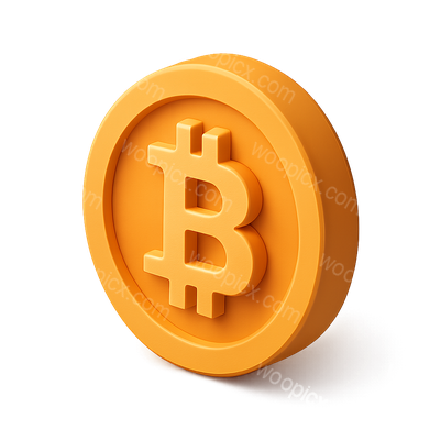 Stylized 3D Bitcoin Icon with Isometric Design