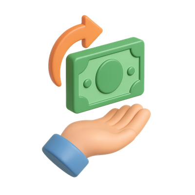 3D Money Icon Symbolizing Refund Process