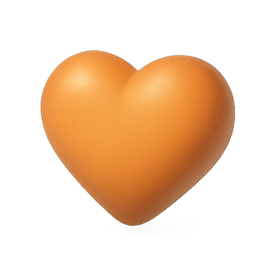 3D Rendered Orange Heart Shape for Emotional Expressions