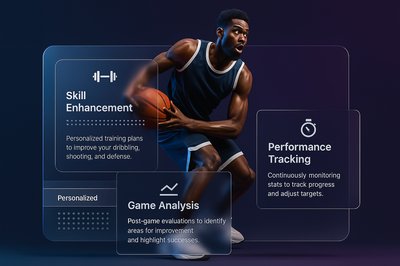 3D Illustration of a Pro Basketball Player with Performance Features