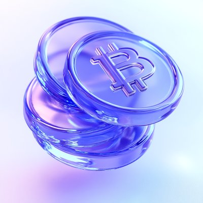3D Rendered Bitcoin Coins with Glossy Finish