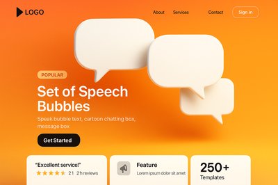Dynamic Landing Page Design Featuring Speech Bubbles