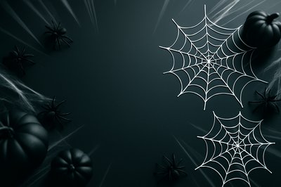 Dynamic Halloween Flat Lay with Spiders and Webs