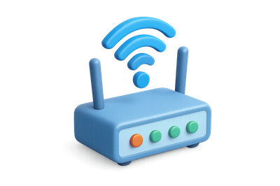 Stylish 3D Broadband Router Icon Design