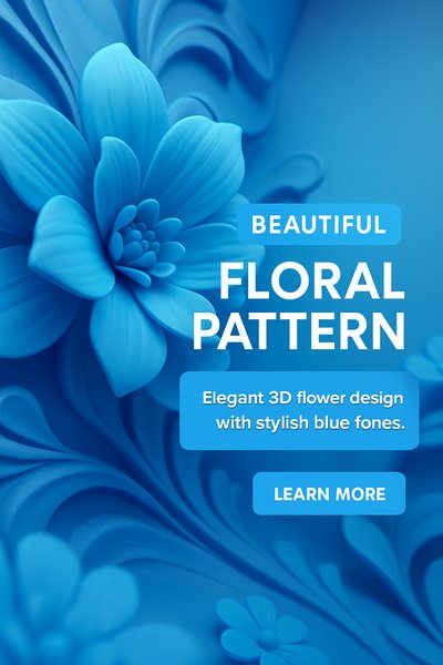 Elegant 3D Floral Pattern in Blue Design