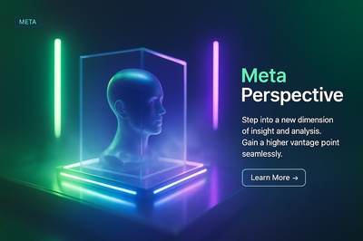 Neon 3D Scene with Meta Perspective Design Elements