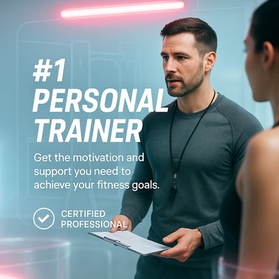 Personal Trainer Promotional Image Featuring Motivational Support