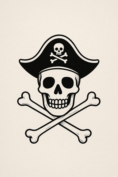Classic Pirate Skull and Crossbones Graphic Design