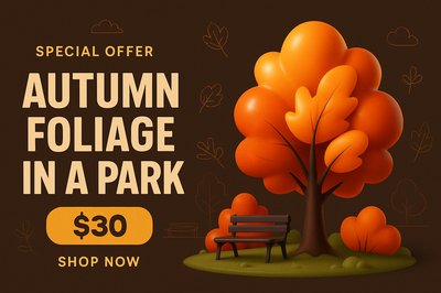 Vibrant Autumn Park Illustration with Foliage