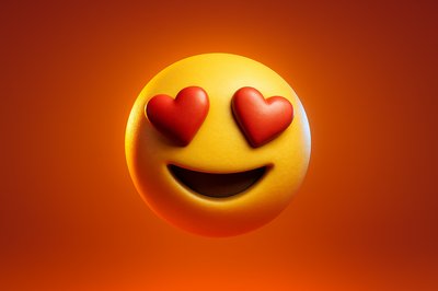3D Emoji in Love with Heart Eyes on Vibrant Background