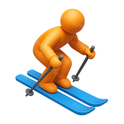 3D Icon of Alpine Skiing in Vibrant Colors