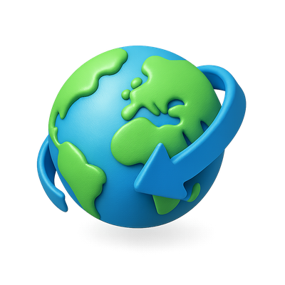 3D Globe with Circular Arrow Icon Design for Modern Applications