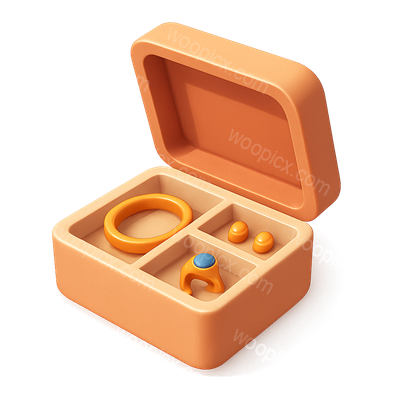 Stylish 3D Jewelry Box Icon with Compartments
