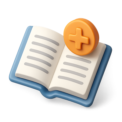 3D Open Book Icon with Plus Symbol in Isometric View