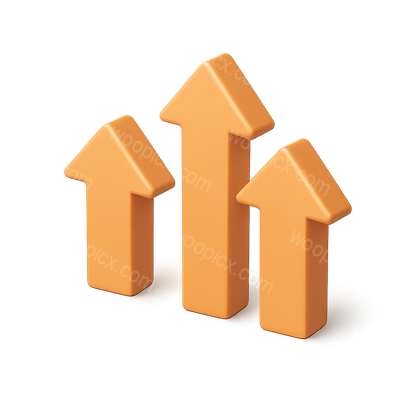 Stylish 3D Icon of Three Upward Arrows
