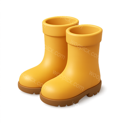 Stylish 3D Yellow Rain Boots Icon with Isometric View