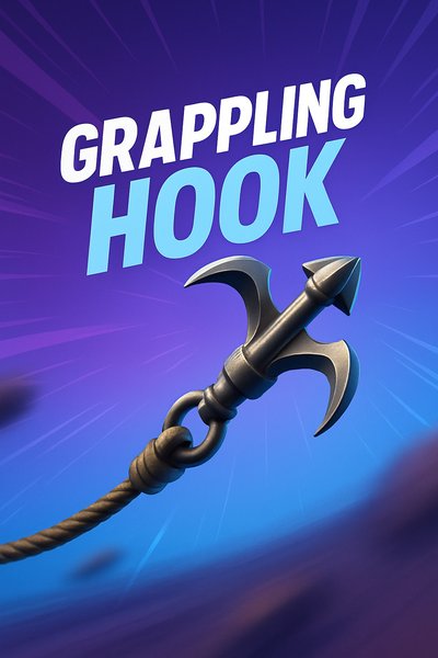 Dynamic Grappling Hook Illustration with Engaging Background