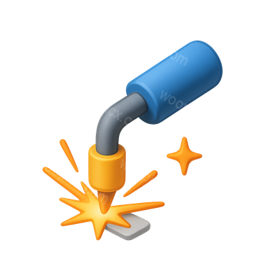 3D Welding Tool Icon with Sparks Effect